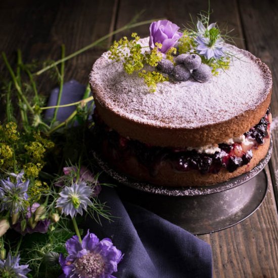 Blueberry Victoria Sponge Cake