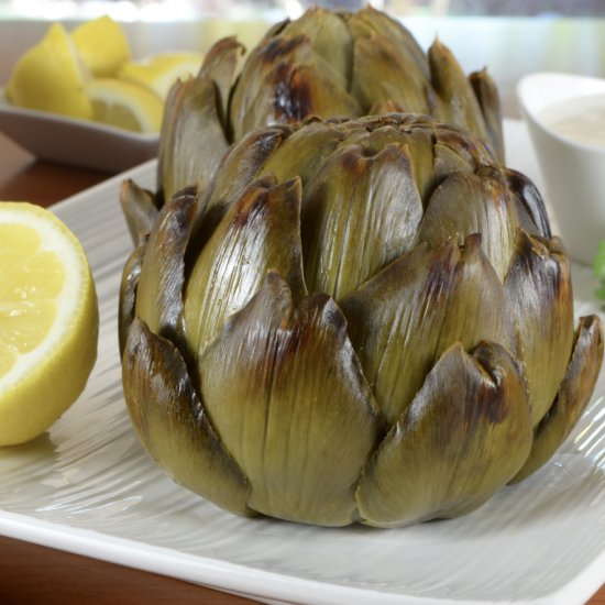 Whole Roasted Artichokes with Lemon