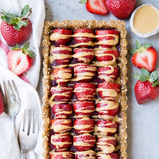 No Bake Peanut Butter & Jelly Tart