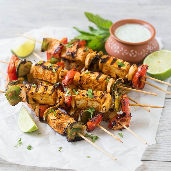 Grilled Tofu Tikka Skewers