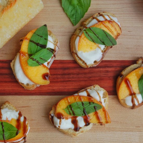 Peach and Honey Ricotta Crostini