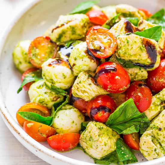 Pesto Chicken Caprese Salad