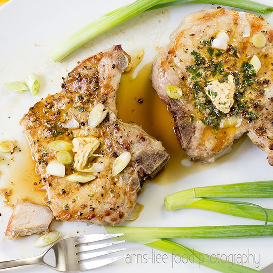 Pan-Charred Pork Chops Chipotle Butter