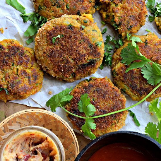 Sweet Potato Tikki With Chole Chaat