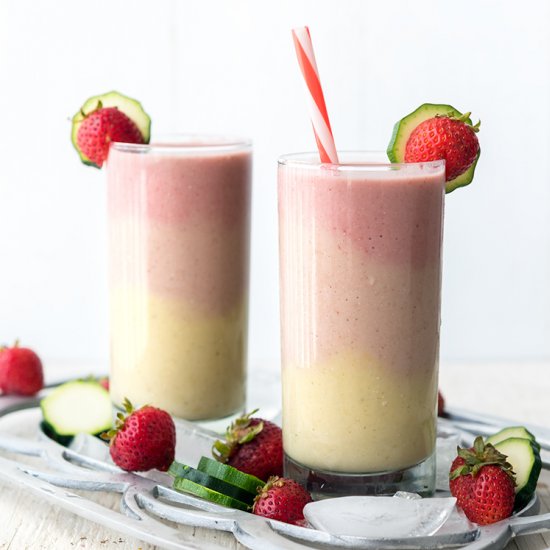 Layered Strawberry Peach Smoothie