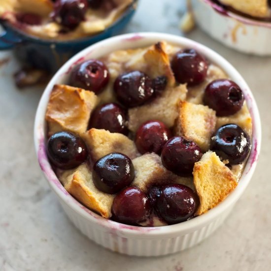 Fresh Cherry Bread Pudding