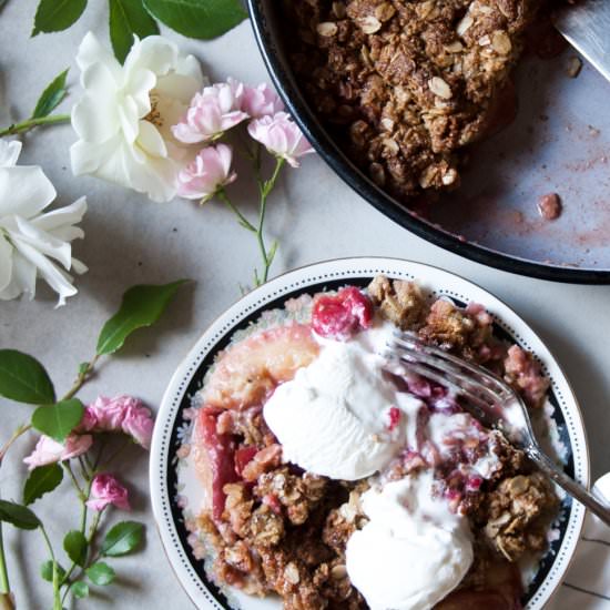 Peach and Cherry Crumble