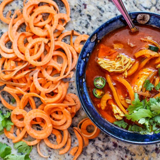 Spicy Sweet Potato “Noodle” Soup