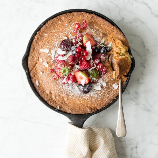 Berry Coconut Skillet Cake