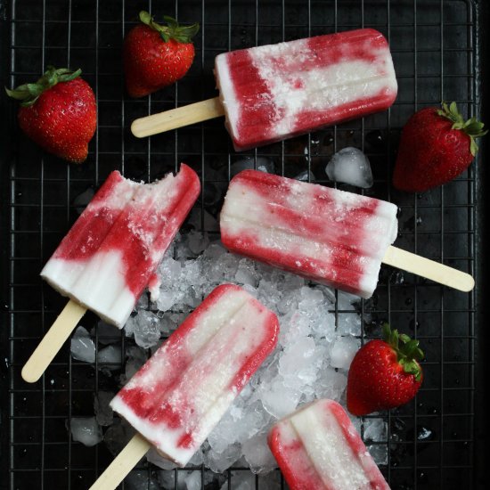 Strawberry Coconut Popsicles