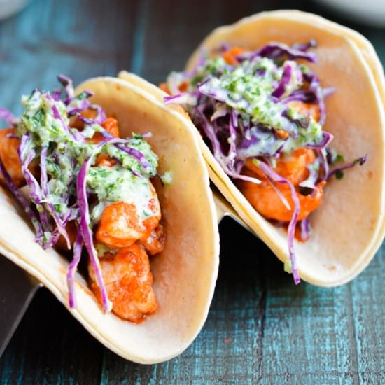 Spicy Shrimp Tacos with Cilantro Slaw