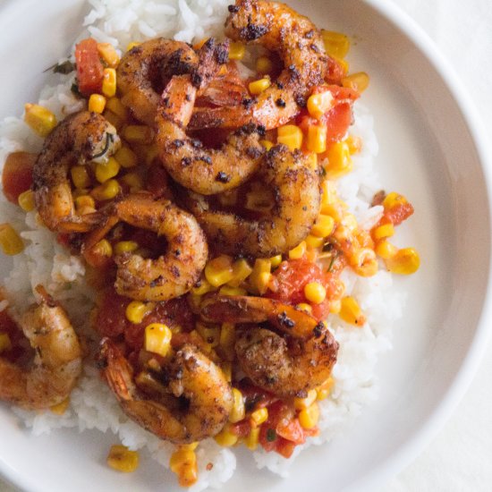 Blackened Shrimp with Skillet Corn