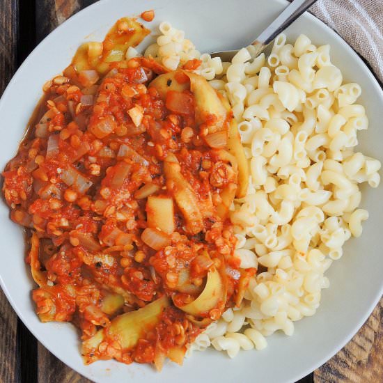 Pasta a’la Bolognese with Lentil