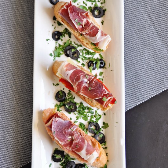 Open Faced Jamon Iberico Sandwiches