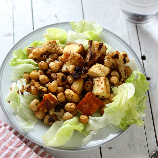 Roasted Cauliflower and Chickpea salad