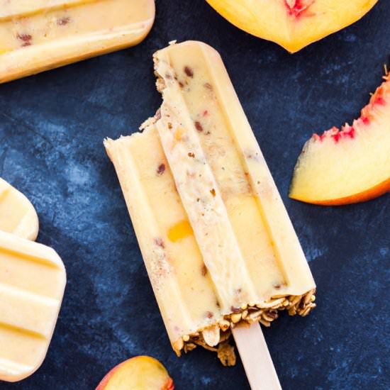 Granola Peach Yogurt Popsicles