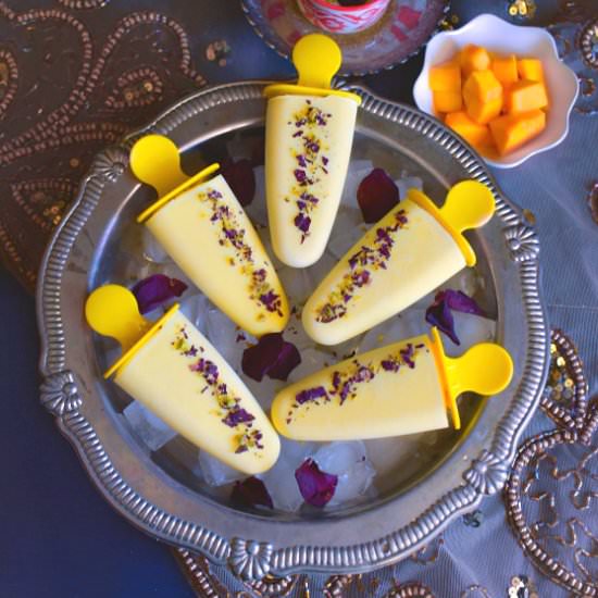 Vegan Rose Mango Lassi Popsicles