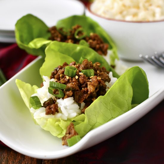 15 Minute Korean Beef Lettuce Wraps