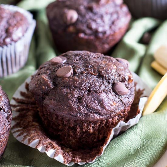 Healthier Double Chocolate Muffins