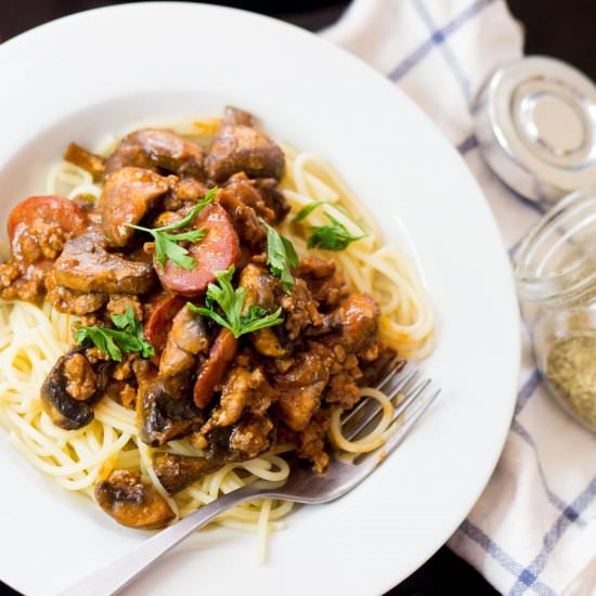 Spanish Chorizo and Beef Pasta