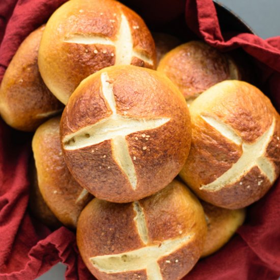 Vegan Homemade Pretzel Buns