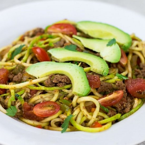 One Pan Taco Spaghetti with Zoodles