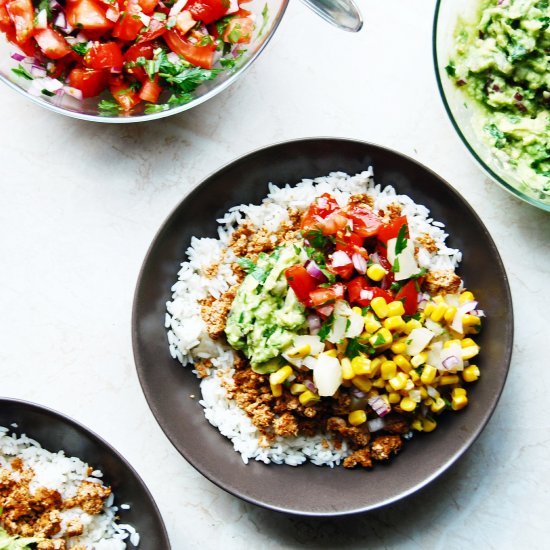 Walnut meat taco bowl