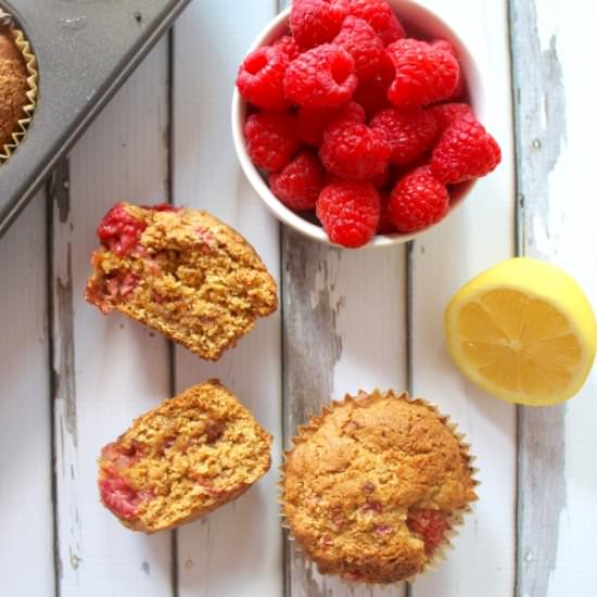 Paleo Lemon-Raspberry Muffins