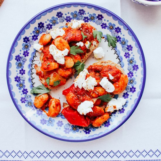 Greek Giant Beans on Toast