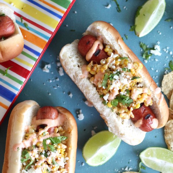 Mexican Street Corn Hot Dogs