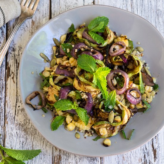 Grilled Zucchini Corn Quinoa Salad