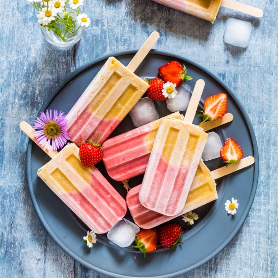 Peach Strawberry Ice Lollies