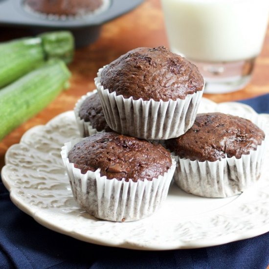 Chocolate Zucchini Banana Muffins