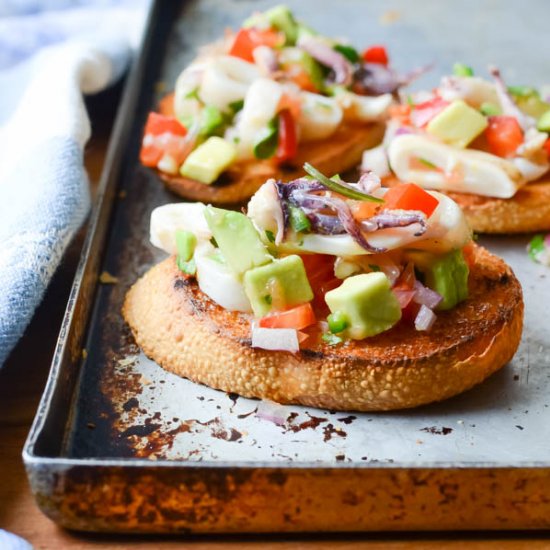 Calamari & Avocado Bruschetta