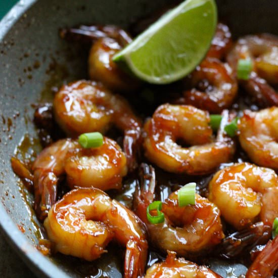 Honey garlic lime glazed shrimp