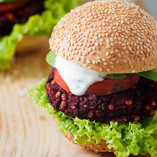 Beetroot & Lentil Veggie Burgers