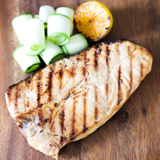 Grilled Lemon Butter Halibut Steaks