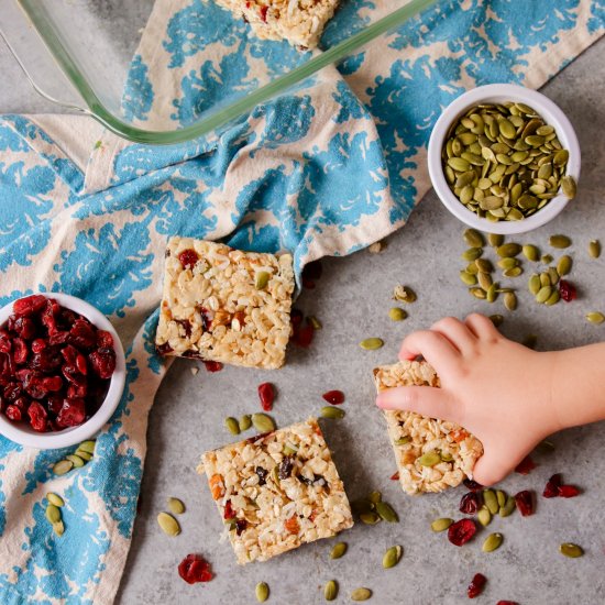 Trail Mix Rice Crispy Bars