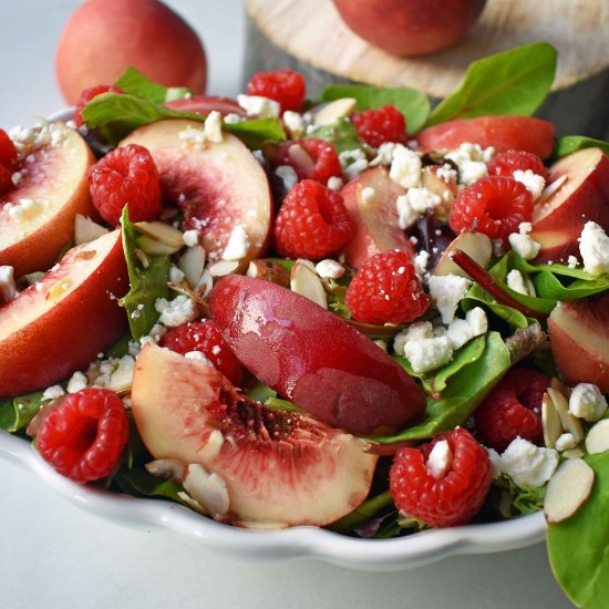 White Peach Raspberry Almond Salad