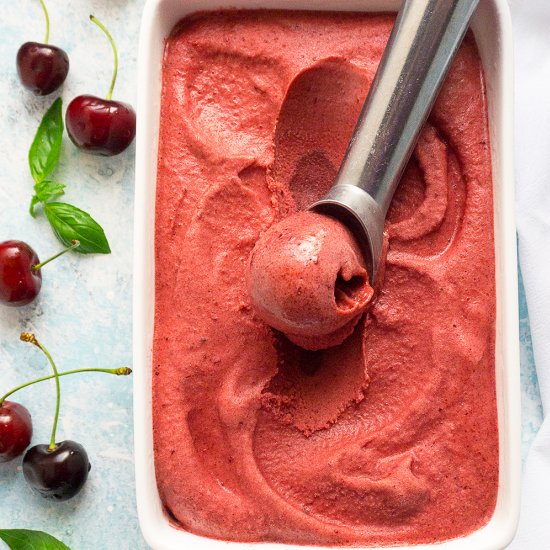 Roasted Cherry Basil Sorbet