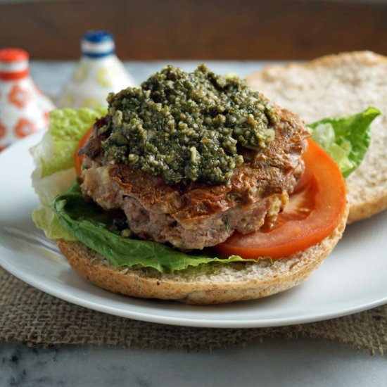 Low FODMAP Pesto Turkey Burgers