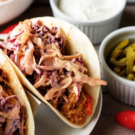 Slow Cooker Shredded Chicken Tacos