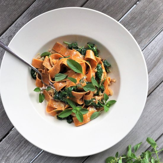 Sweet Potato Pappardelle w/ Greens