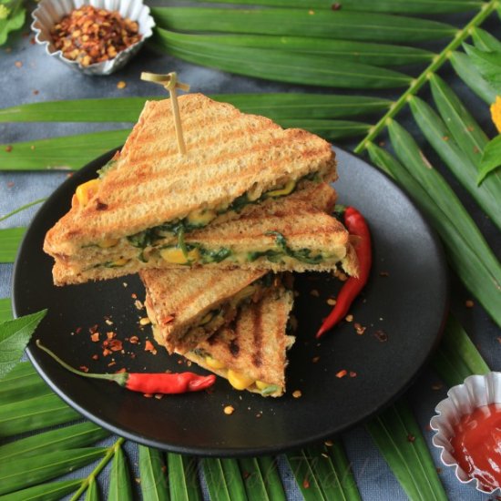 Spinach and Corn Grilled Wich