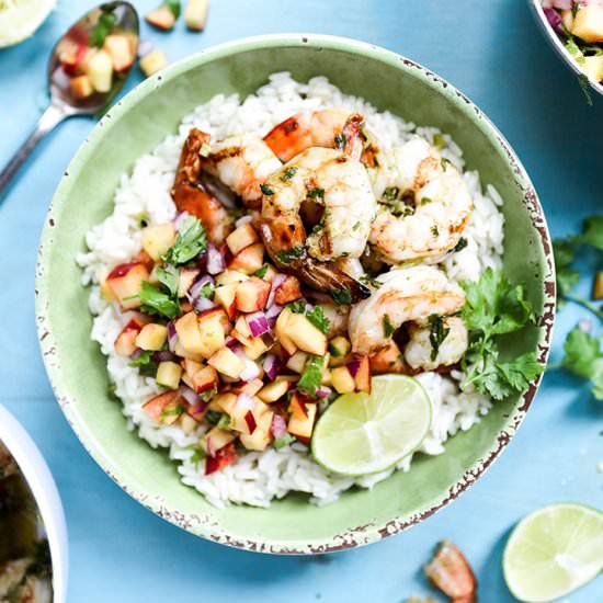 Grilled Shrimp and Peach Salsa