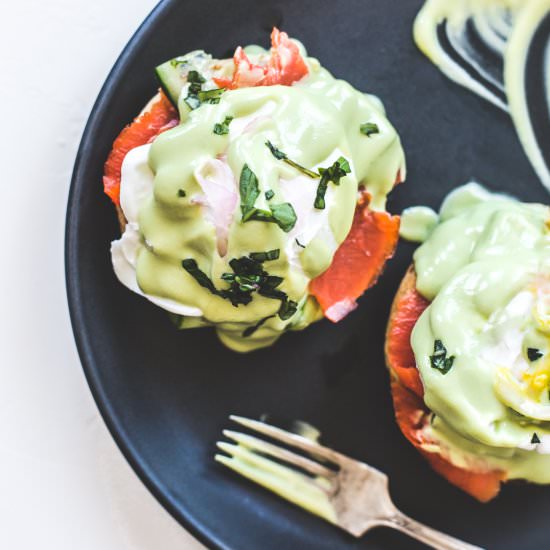 Avocado Smoked Salmon Eggs Benedict