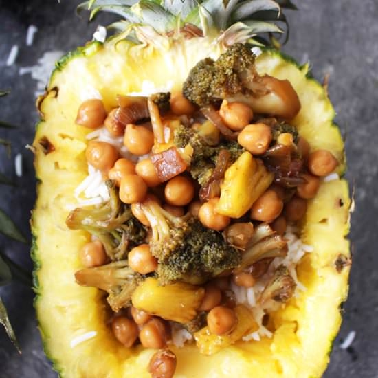 Chickpea Teriyaki Pineapple Bowls