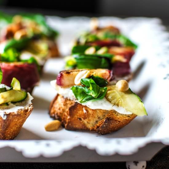 Peach Zucchini Bruschetta