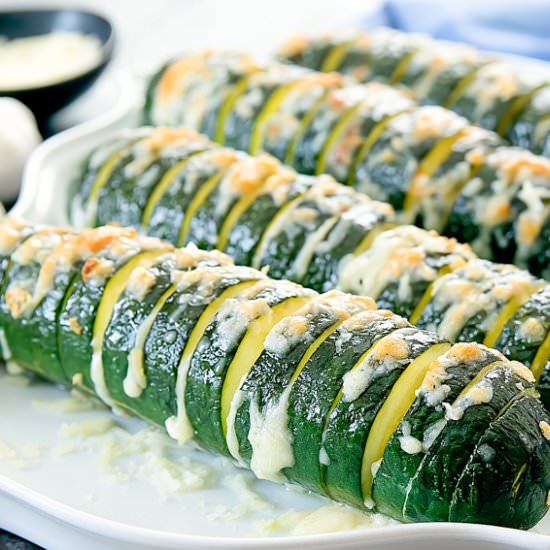 Garlic Parmesan Hasselback Zucchini