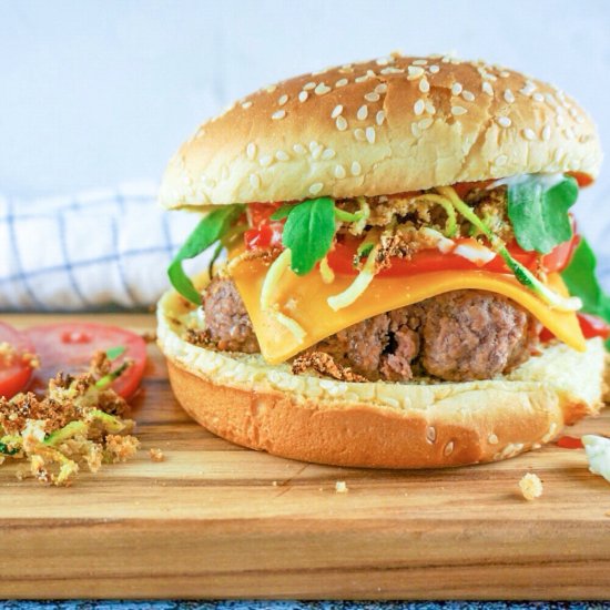 Fried Zoodle Cheeseburger